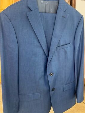 John Varvatos Blue Slim Two-Button Notch Lapel Suit Jacket